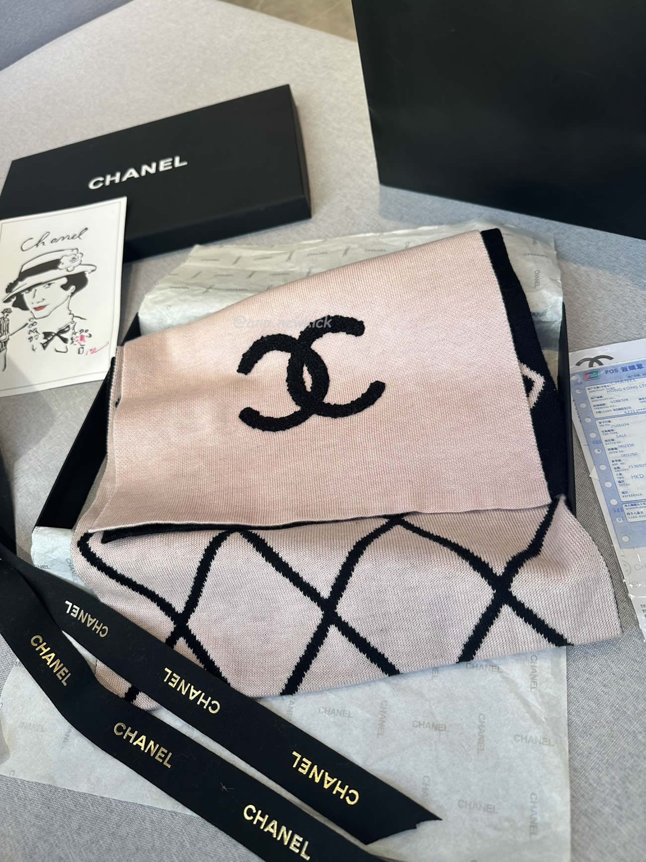 Chanel 2024 New 24b Cashmere Knitted Scarf 30x180cm (4) - newkick.cc